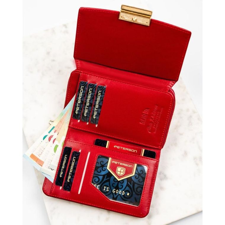 Portfel, bordowy, skóra ekologiczna, Peterson
