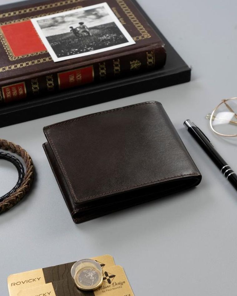 Portfel, brązowy, RFID, Rovicky