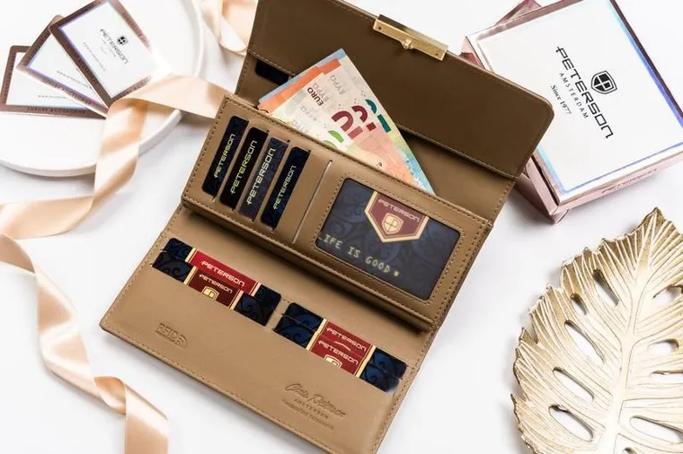 Portfel, brązowy, skóra ekologiczna, Peterson