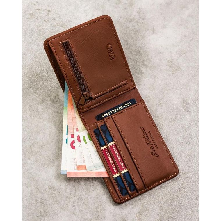 Portfel, brązowy, skóra ekologiczna, Peterson