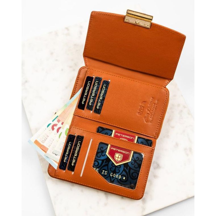 Portfel, brązowy, skóra ekologiczna, Peterson