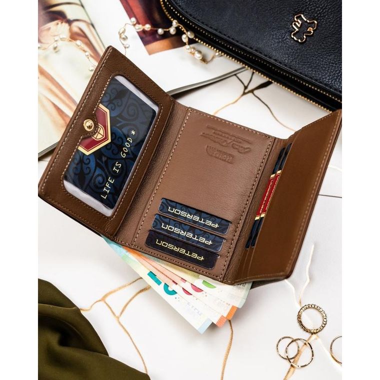 Portfel, brązowy, skóra naturalna i ekologiczna, Peterson