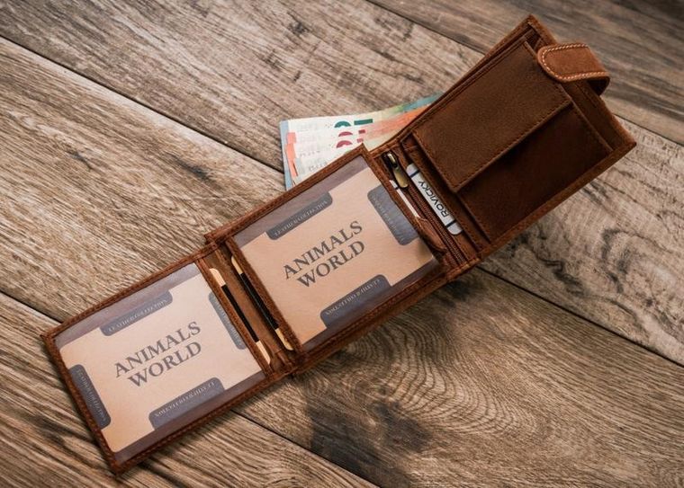 Portfel, brązowy, skórzany, Always Wild