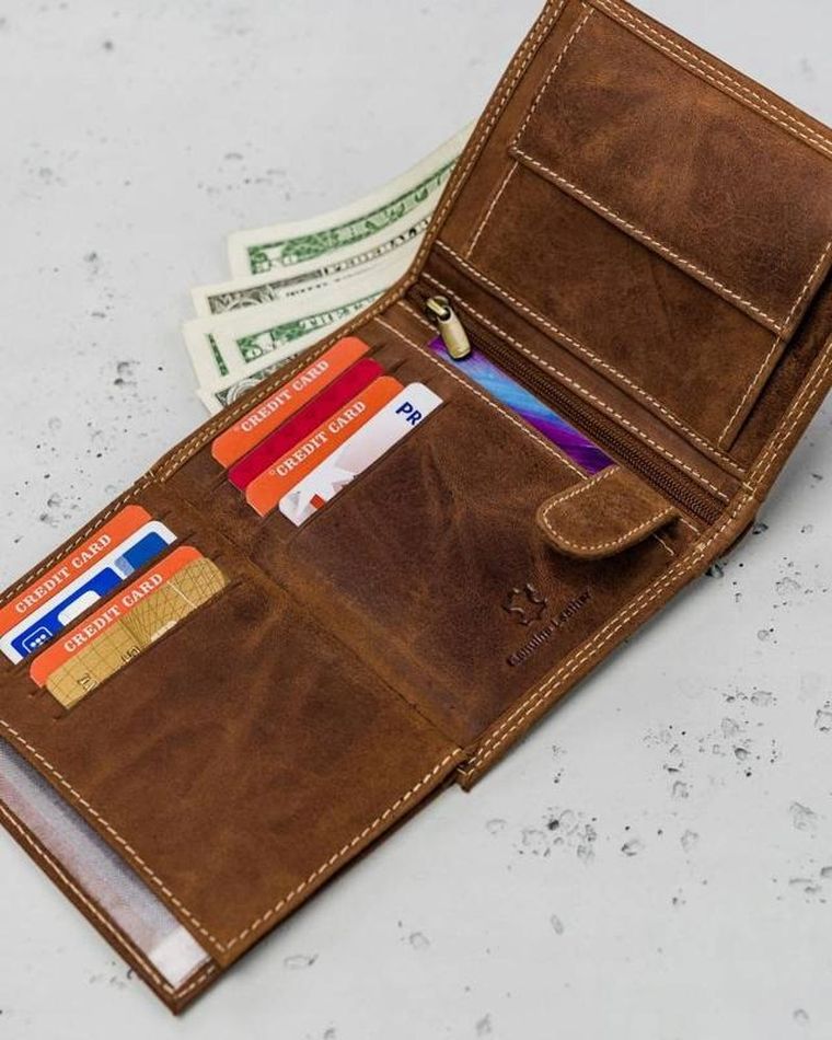 Portfel, brązowy, skórzany, Always Wild