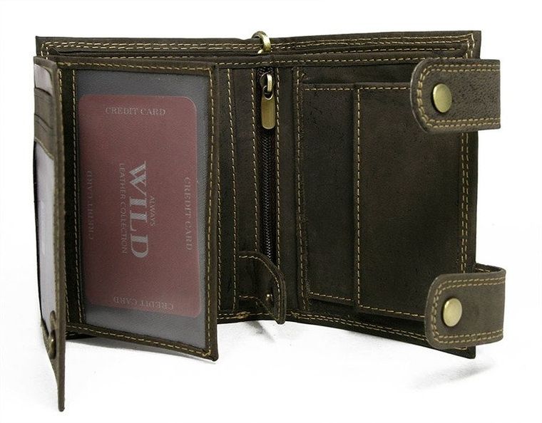 Portfel, brązowy, skórzany, Always Wild