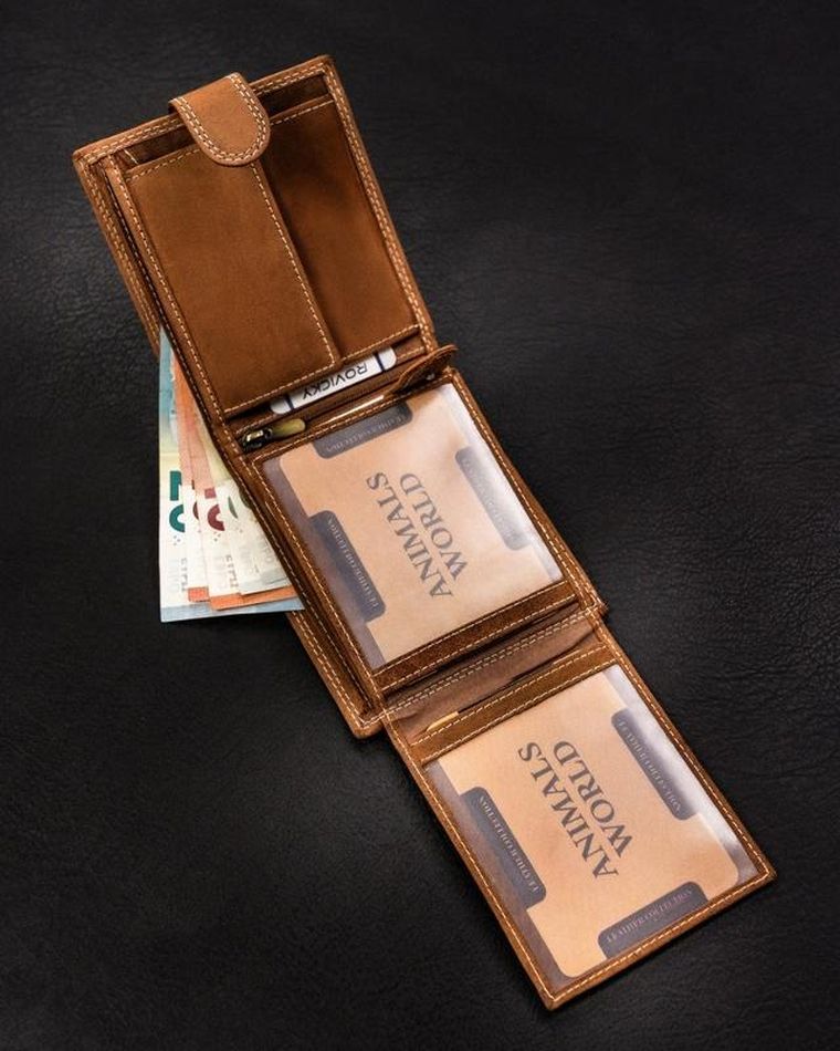 Portfel, brązowy, skórzany, Always Wild