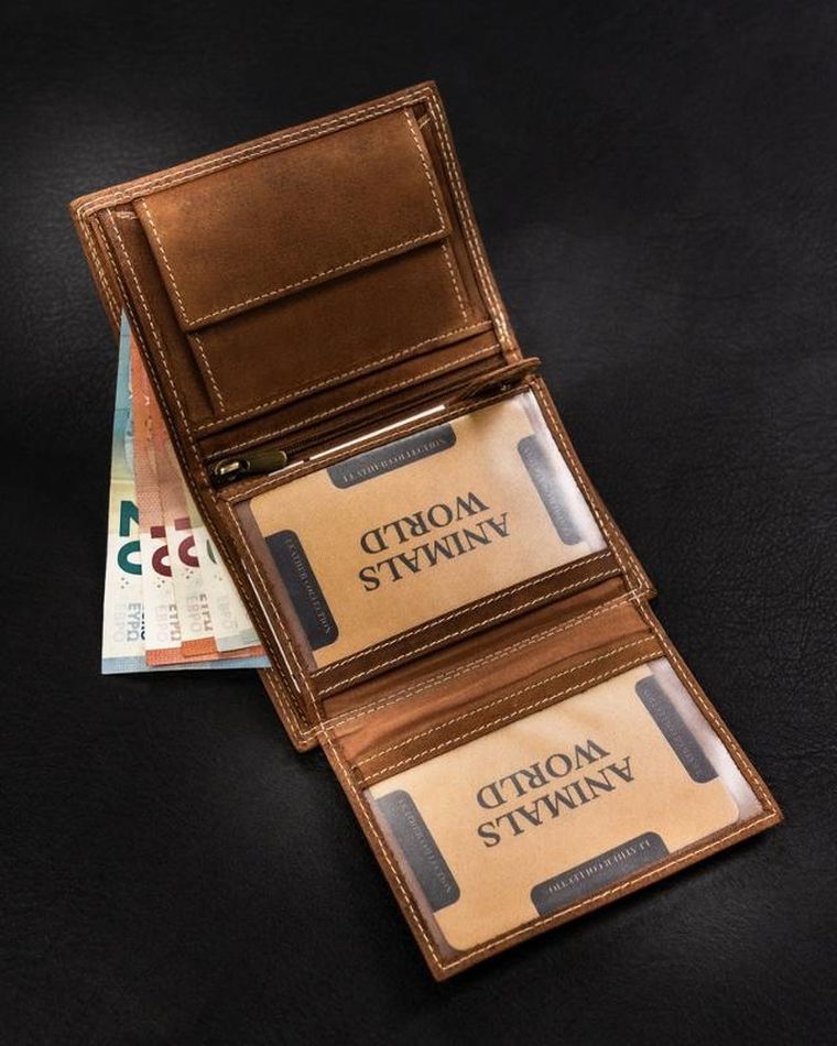 Portfel, brązowy, skórzany, Always Wild