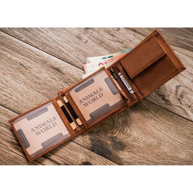 Portfel, brązowy, skórzany, Always Wild