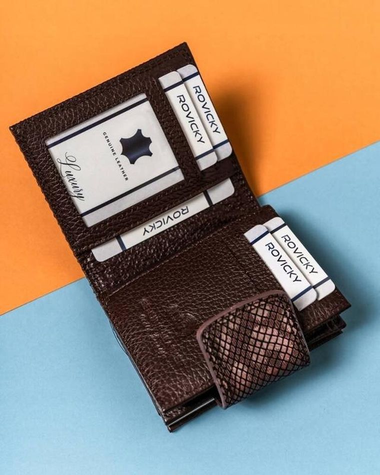 Portfel, brązowy, skórzany, Lorenti