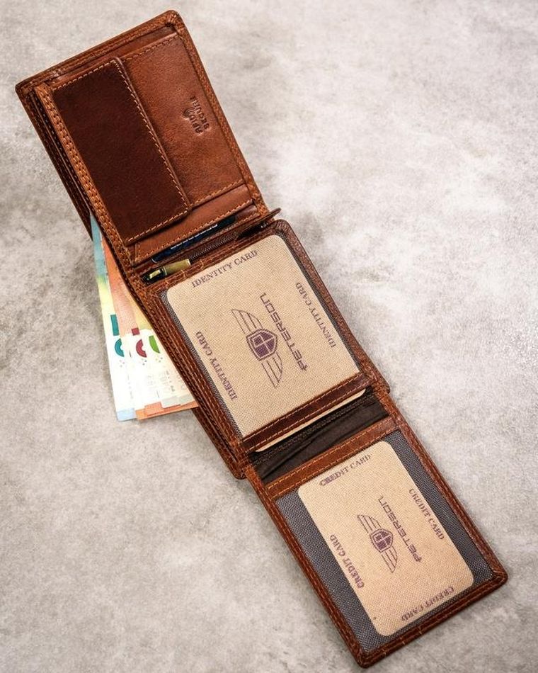 Portfel, brązowy, skórzany, panna, Peterson