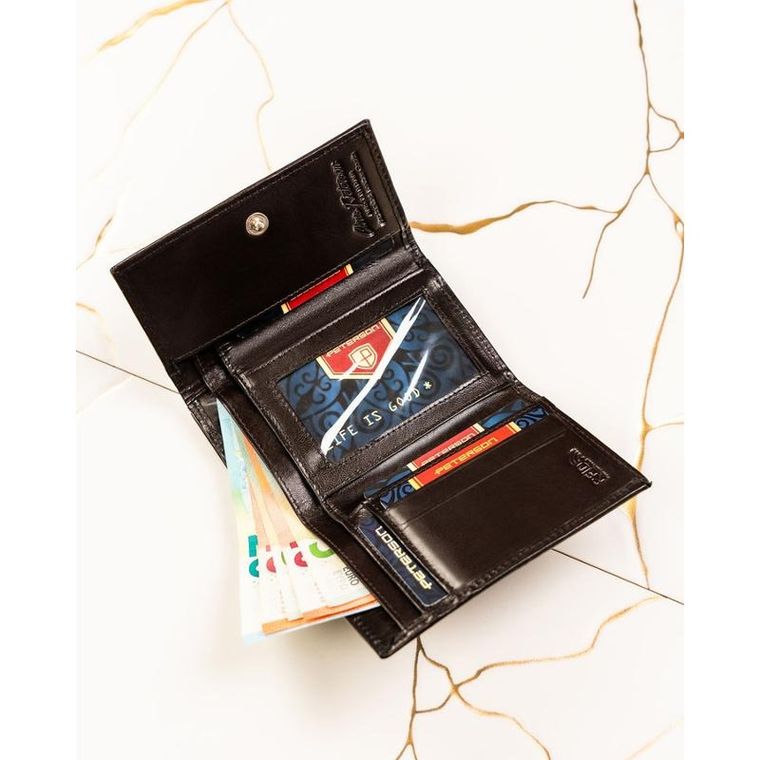 Portfel, brązowy, skórzany, Peterson