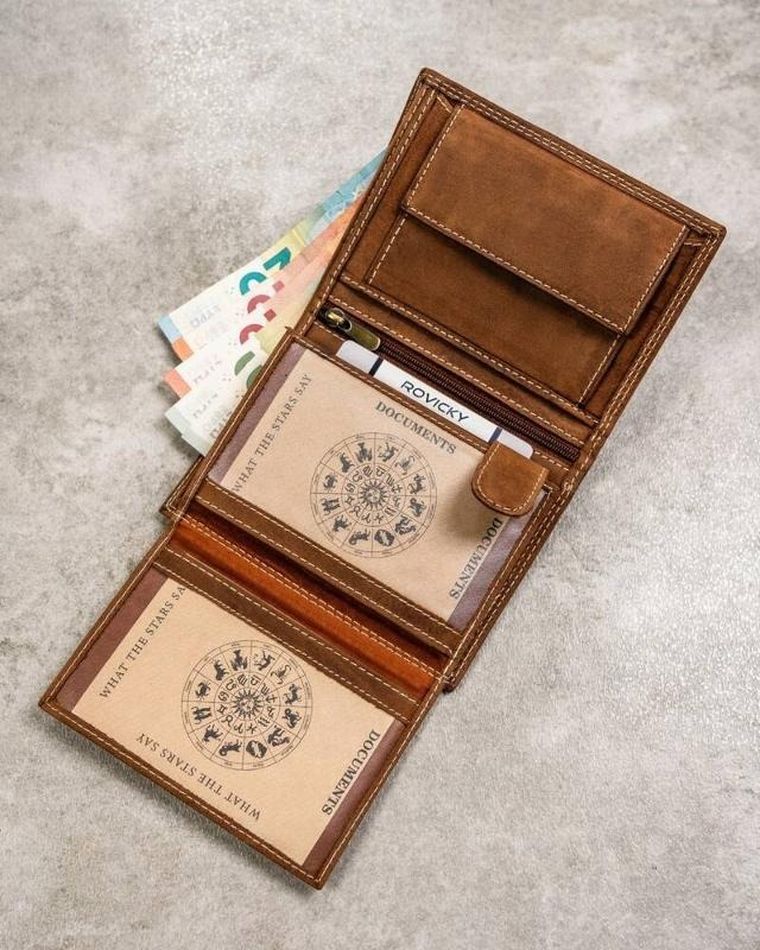 Portfel, brązowy, skórzany, RFID, Always Wild