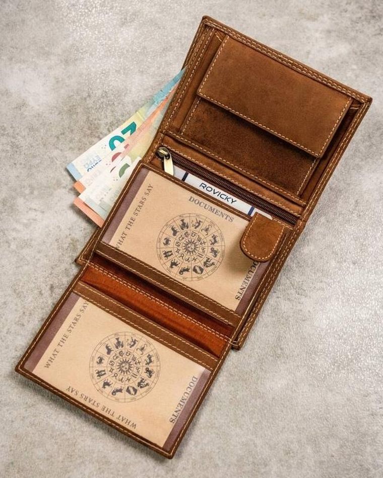 Portfel, brązowy, skórzany, RFID, Always Wild