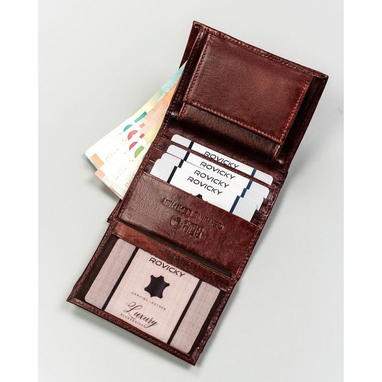 Portfel, brązowy, skórzany, RFID, Always Wild