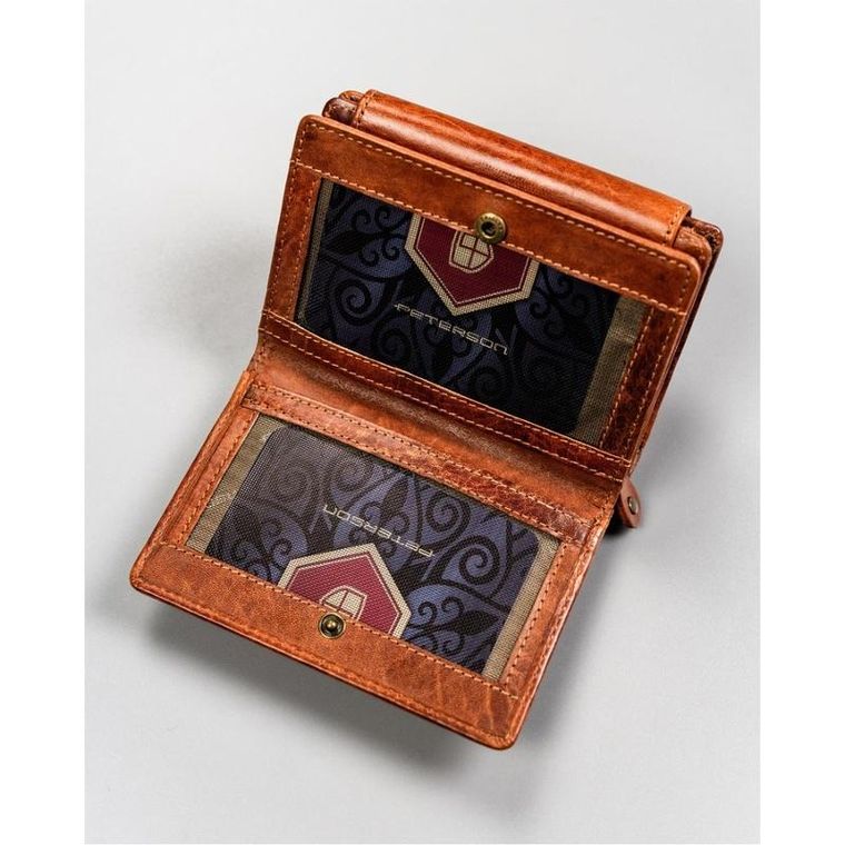Portfel, brązowy, skórzany, RFID, Peterson