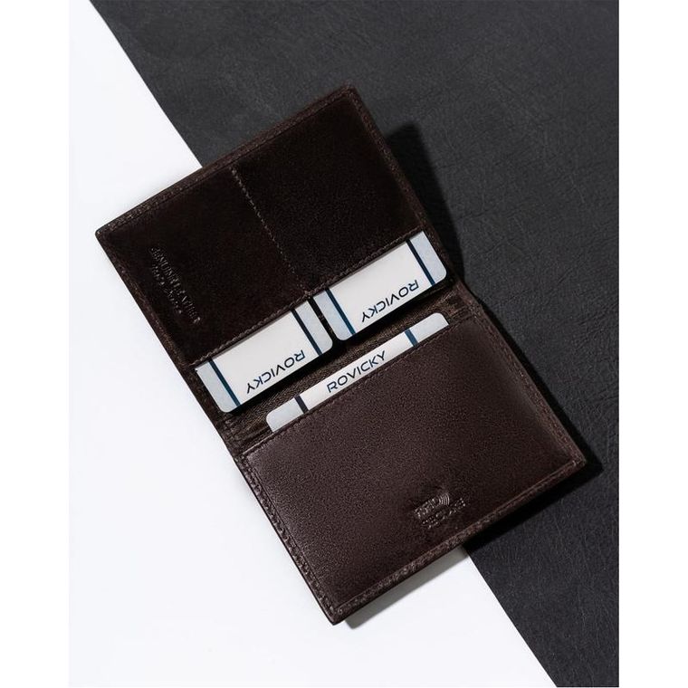 Portfel, brązowy, skórzany, RFID, Rovicky
