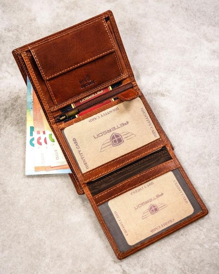 Portfel, brązowy, skórzany, waga, Peterson