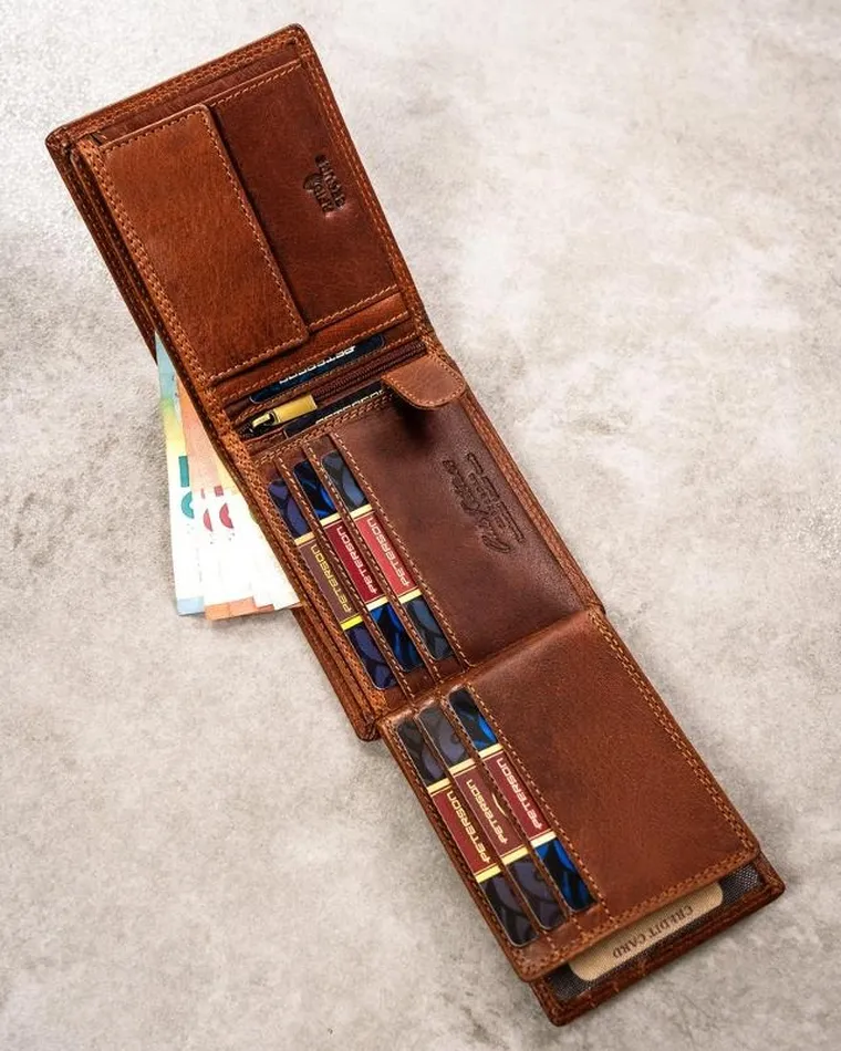 Portfel, brązowy, skórzany, wodnik, Peterson