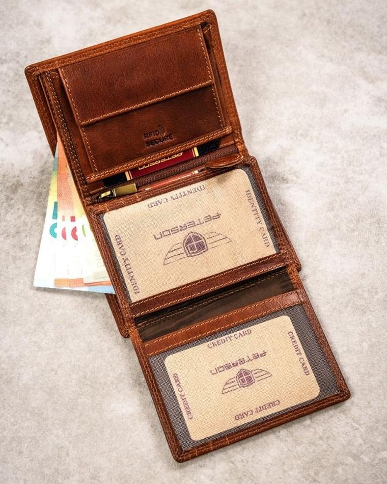 Portfel, brązowy, skórzany, wodnik, Peterson