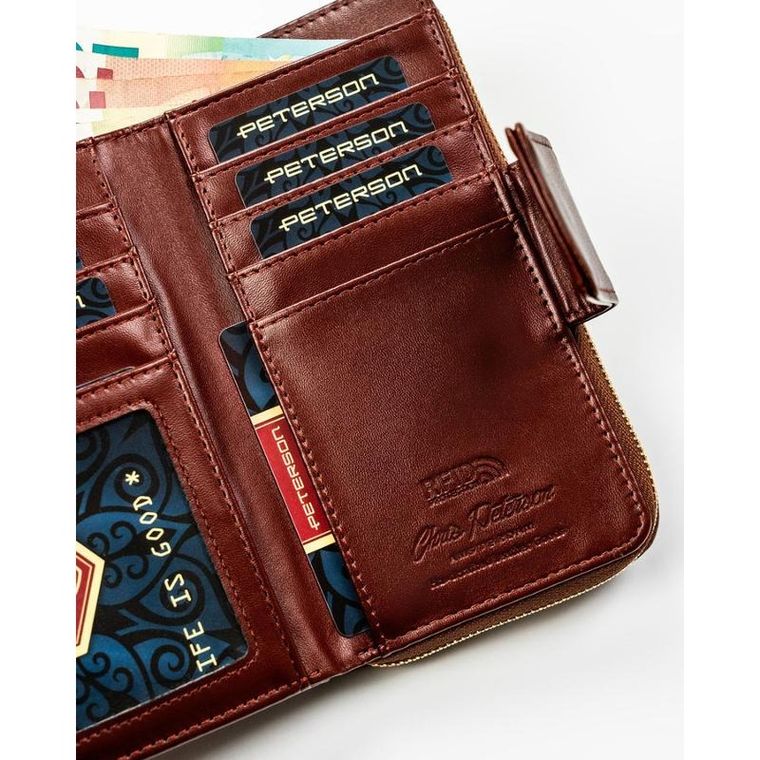 Portfel, ciemnobrązowy, skóra ekologiczna, Peterson