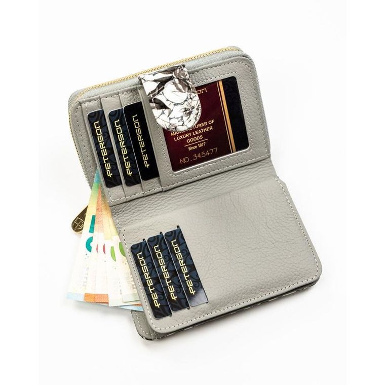 Portfel, czarno-biały, skórzany, Peterson