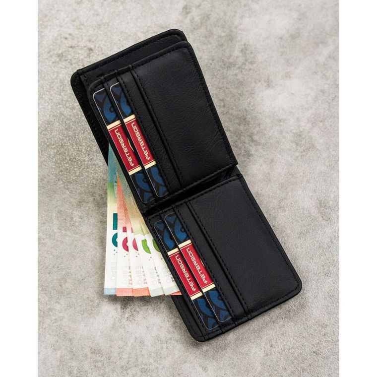 Portfel, czarno-szary, skóra ekologiczna, Peterson