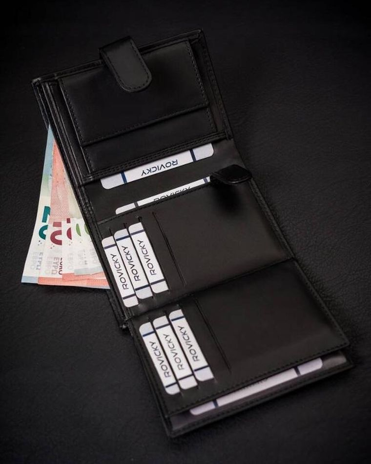 Portfel, czarny, skóra ekologiczna, 4U Cavaldi