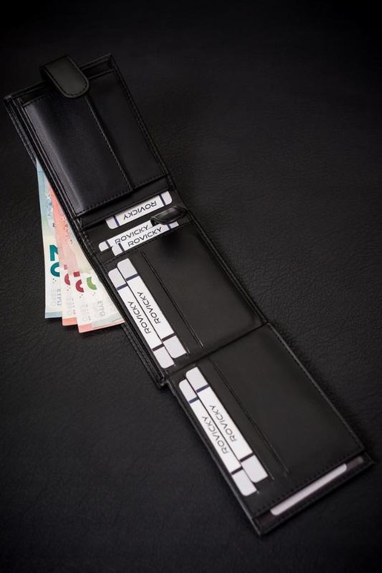 Portfel, czarny, skóra ekologiczna, 4U Cavaldi