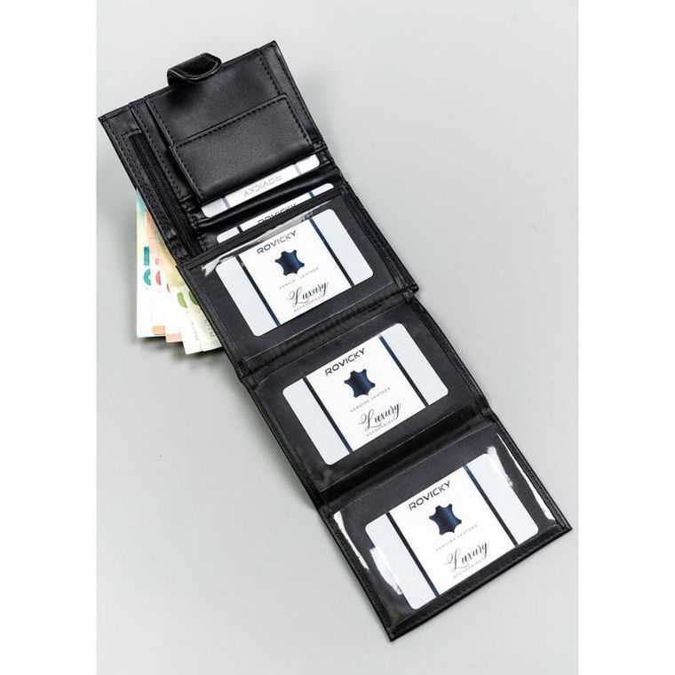 Portfel, czarny, skóra ekologiczna, 4U Cavaldi