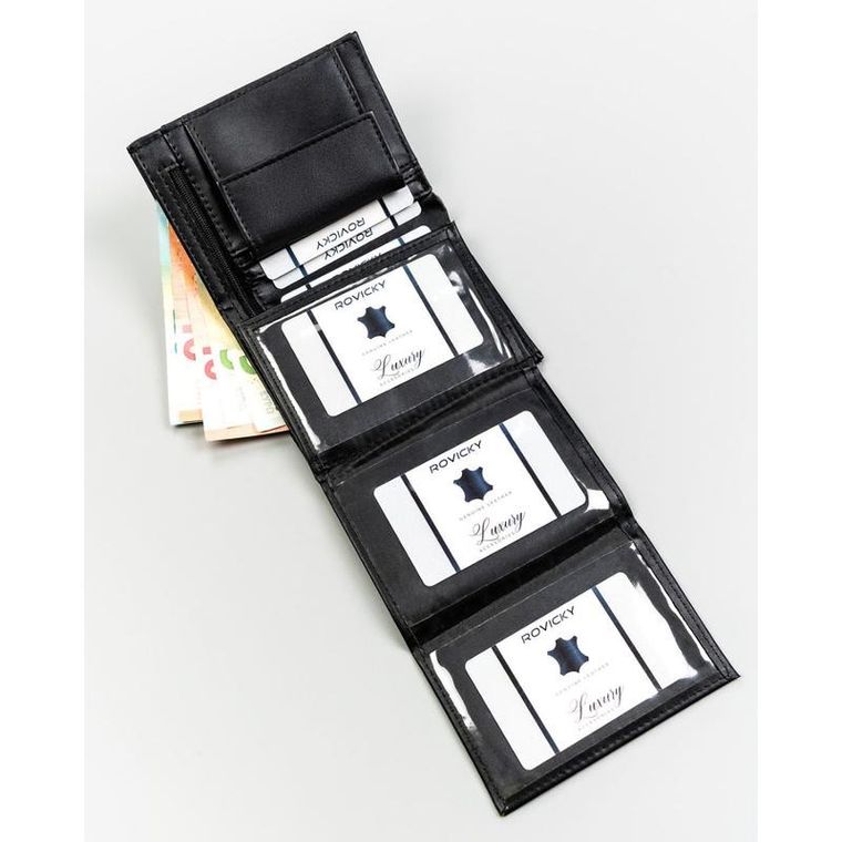 Portfel, czarny, skóra ekologiczna, 4U Cavaldi