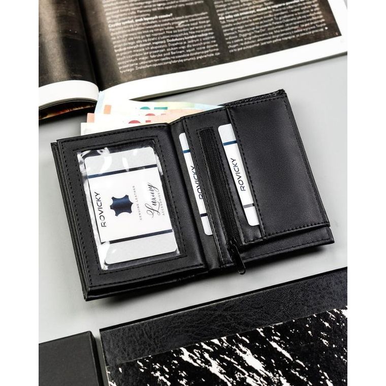 Portfel, czarny, skóra ekologiczna, 4U Cavaldi