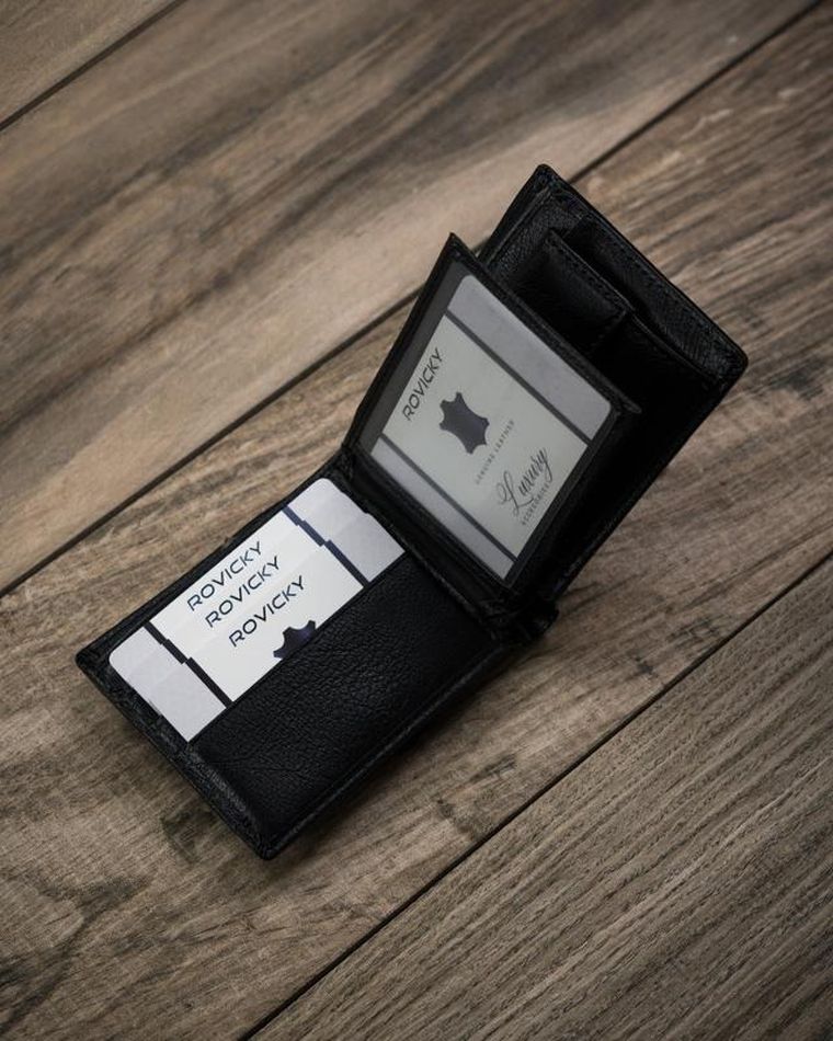 Portfel, czarny, skóra ekologiczna, Cavaldi