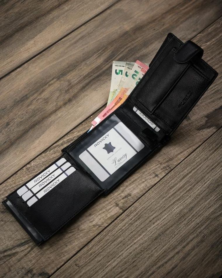 Portfel, czarny, skóra ekologiczna, Cavaldi