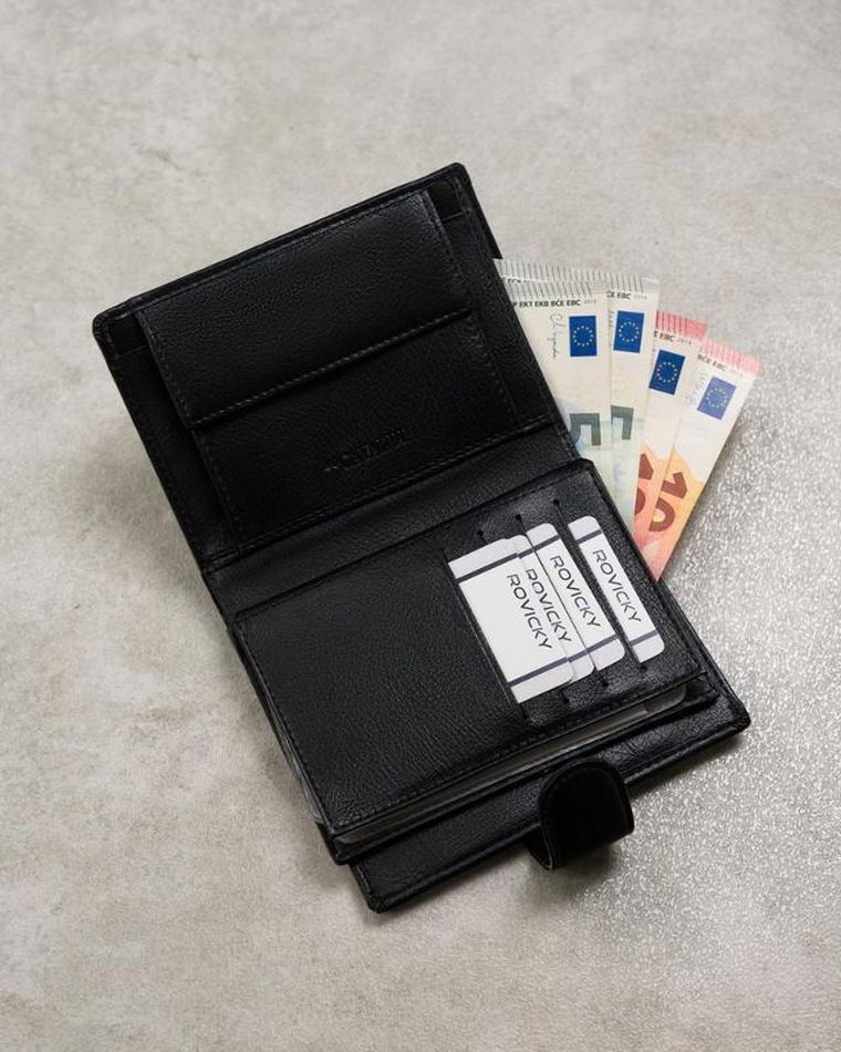 Portfel, czarny, skóra ekologiczna, Cavaldi