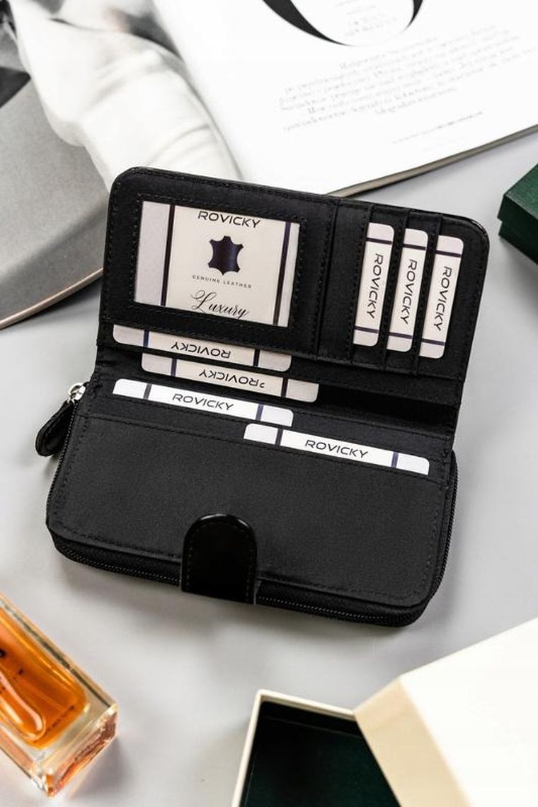 Portfel, czarny, skóra ekologiczna, Cavaldi