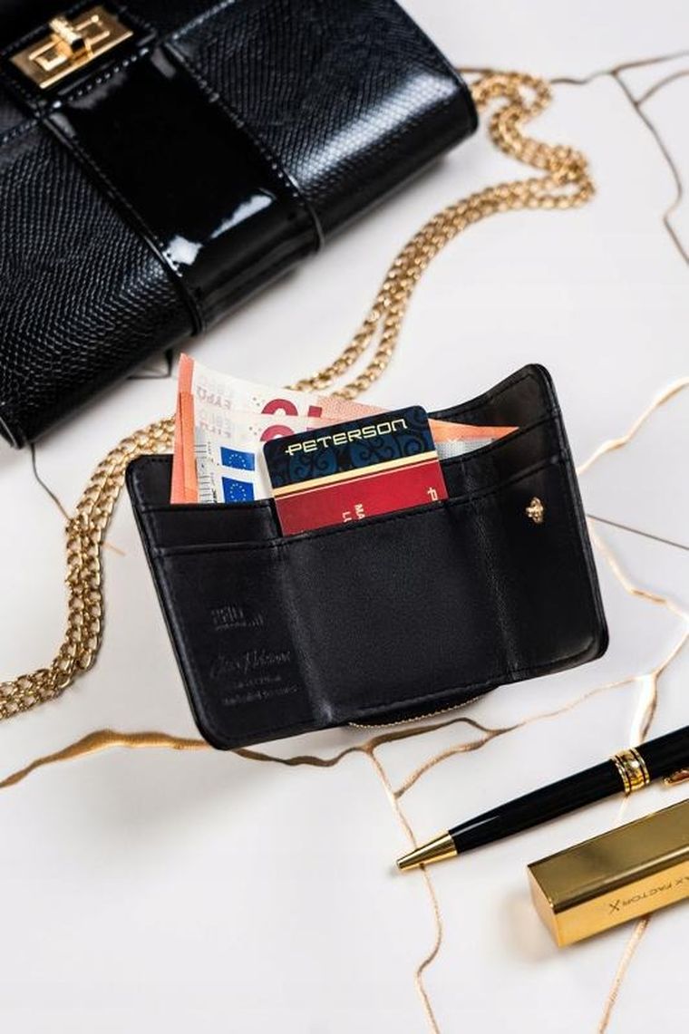 Portfel, czarny, skóra ekologiczna, Peterson