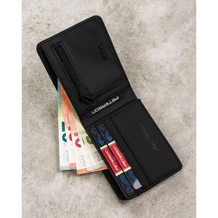 Portfel, czarny, skóra ekologiczna, Peterson