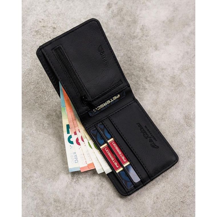 Portfel, czarny, skóra ekologiczna, Peterson