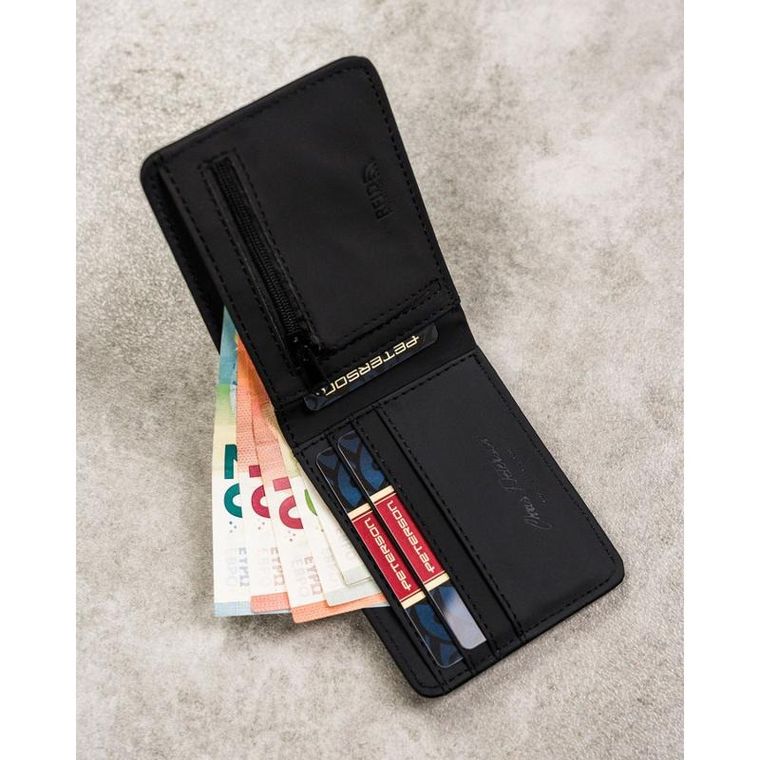 Portfel, czarny, skóra ekologiczna, Peterson