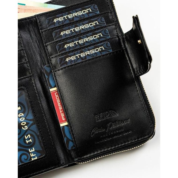 Portfel, czarny, skóra ekologiczna, Peterson