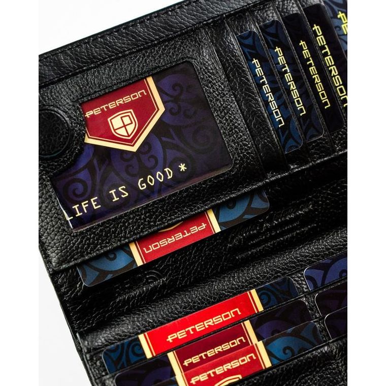 Portfel, czarny, skóra ekologiczna, Peterson