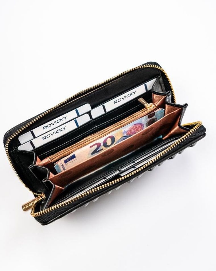 Portfel, czarny, skóra ekologiczna, Rovicky