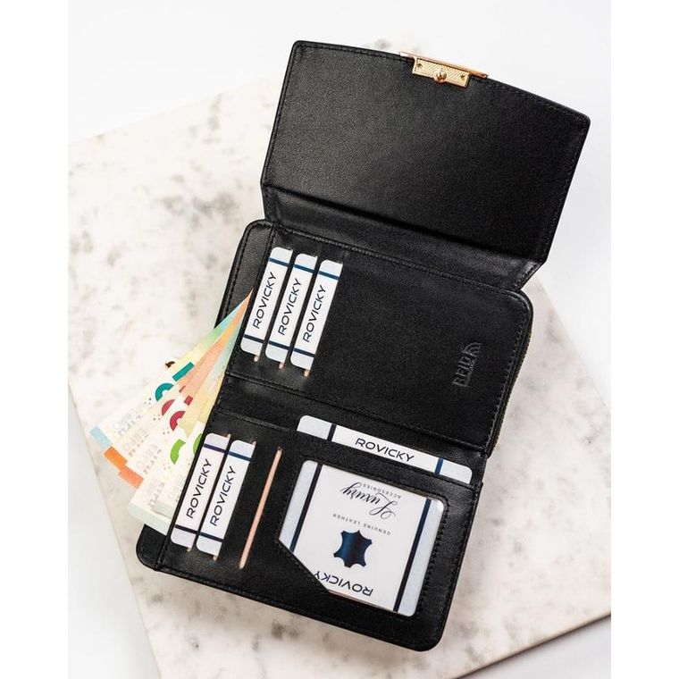 Portfel, czarny, skóra ekologiczna, Rovicky