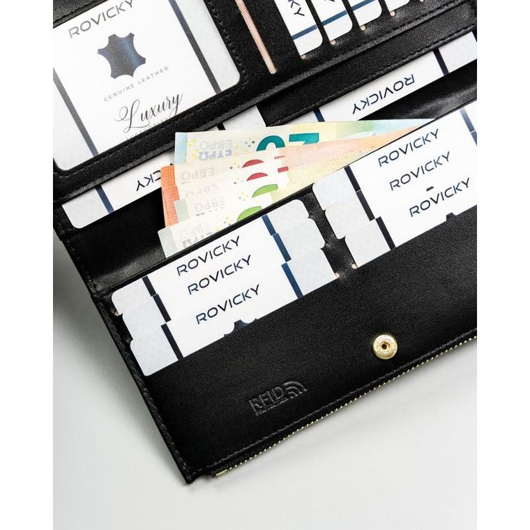 Portfel, czarny, skóra ekologiczna, Rovicky