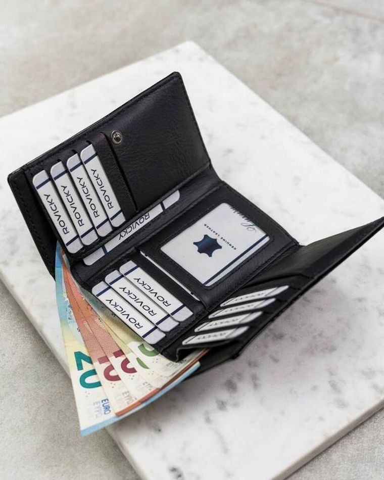 Portfel, czarny, skórzany, 4U Cavaldi