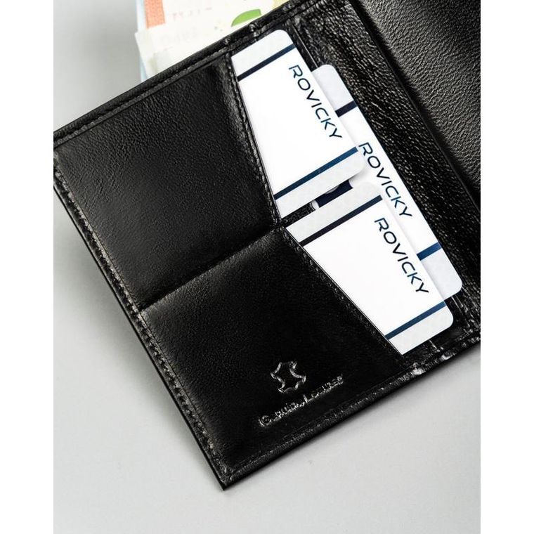 Portfel, czarny, skórzany, 4U Cavaldi