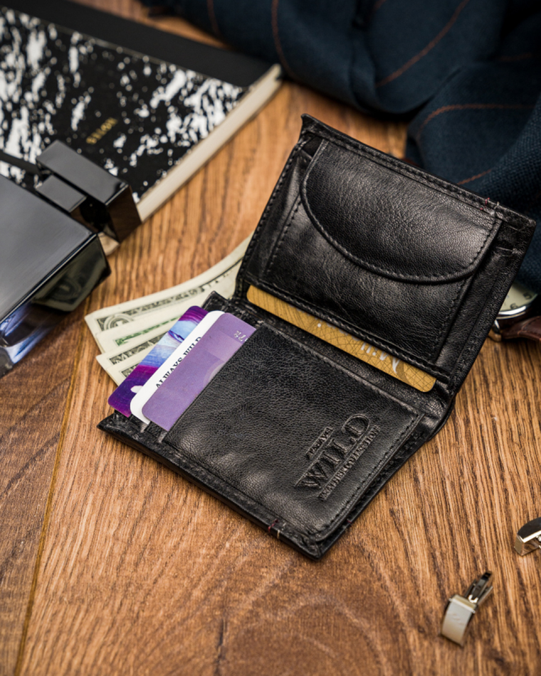 Portfel, czarny, skórzany, Always Wild