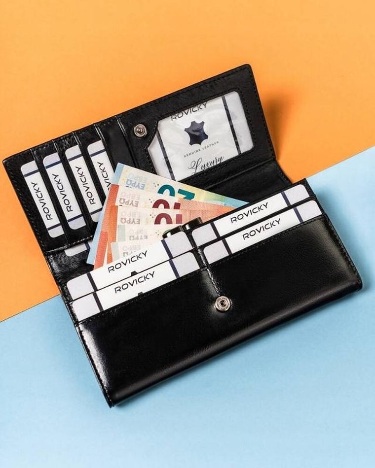 Portfel, czarny, skórzany, Lorenti