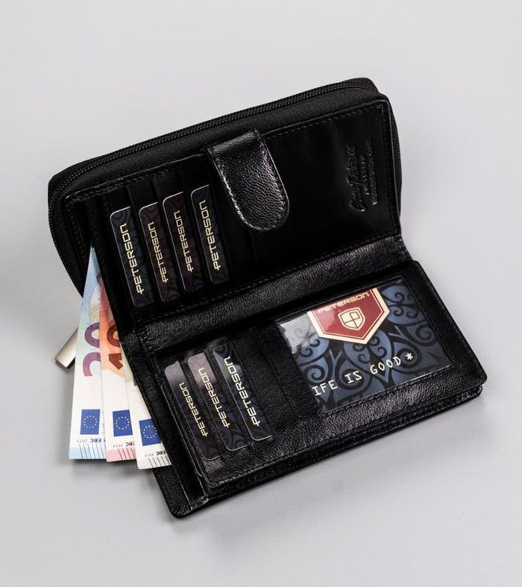 Portfel, czarny, skórzany, Peterson