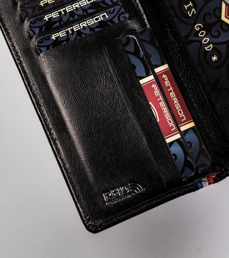 Portfel, czarny, skórzany, Peterson